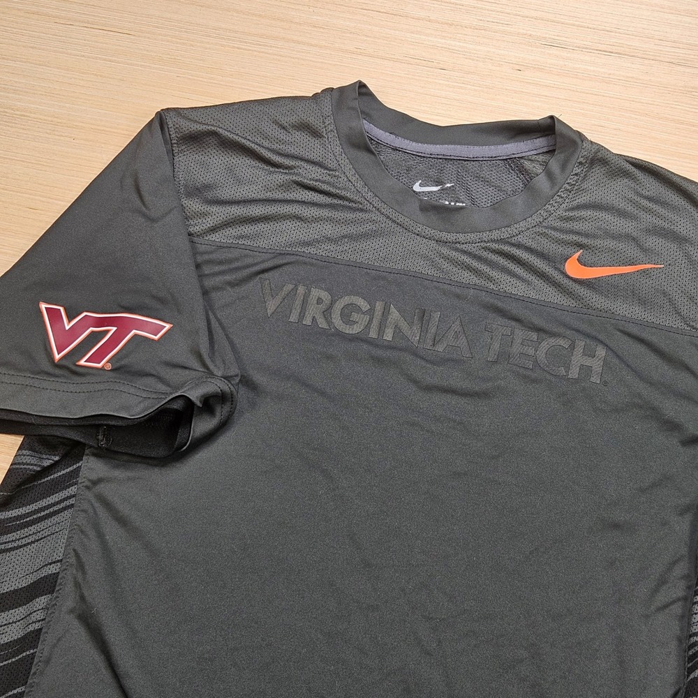 Virginia Tech Hokies Nike Shirt Mens S Gray Striped Dri-Fit Training 634015-060